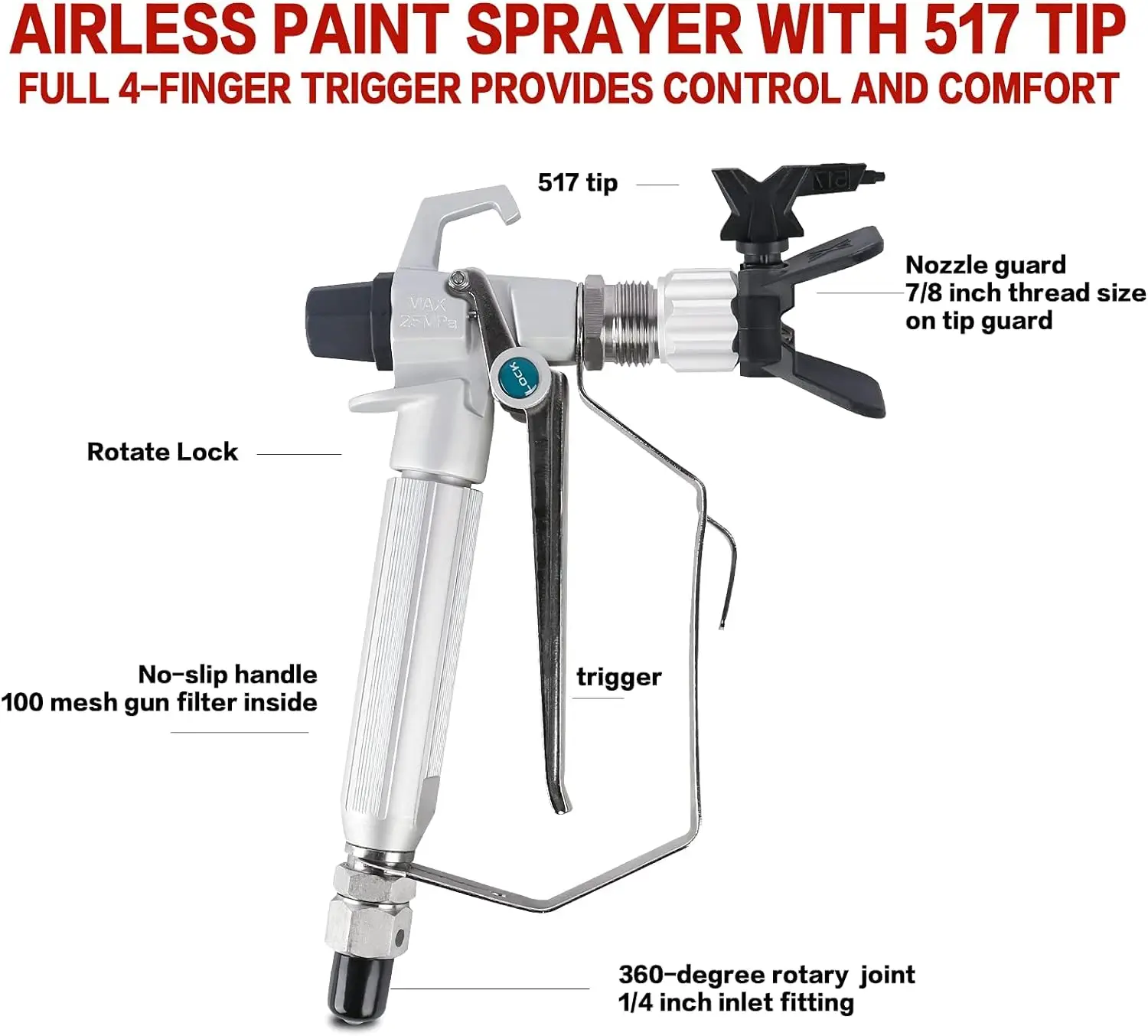 High Efficiency Airless Paint Sprayer 3200PSI Project Painter Power Painting for Home Interior Exterior