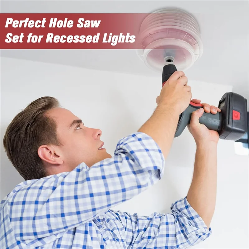 

6-дюймовая кольцевая пила с пылесборником для утопленных светильников, 3-дюймовая оправка с шестигранным хвостовиком, пылесборник для гипсокартона, потолочное сверлениеm12k