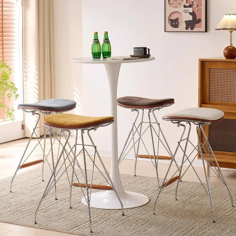 كرسي عشاء بار على الطراز القديم المتوسط، كرسي إبداعي على شكل سرج حديدي عتيق، حقيبة ناعمة، طاولة جزيرة، كرسي منزلي عالي الأرجل