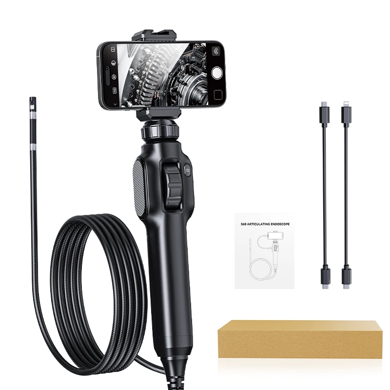 ANESOK S43 OTG Waterproof Car Engine Inspection Camera Dual Lens 8mm Industrial Borescope with 1m 2m Semi Rigid Cable