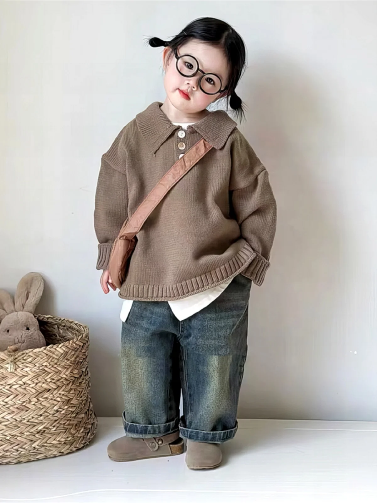 

Faionable Loose American Sle Jeans for Boys And Girls Spring Autumn Middle Size Children's Clothing Sportswear Yoga Fitn