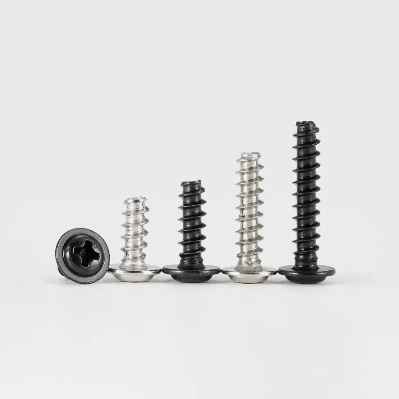 Carbon steel  Flanged Phillips Button Head Screws M1.4M2M2.5M3M4M5M6 Black / Nickel-Plated Round-Head Phillips Screw with Washer