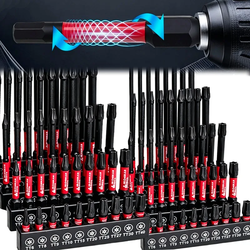 Torx Impact Screwdriver Bits Set S2 Steel Hex Shank Impact Drill Bit Magnetic Electric Drill Bit Driver Hand Tool with Holder