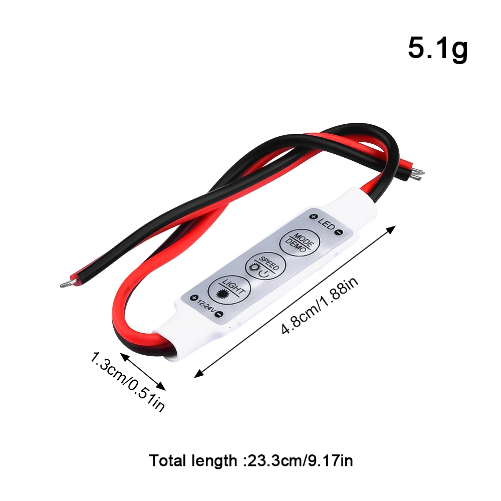 ドライバーとスイッチ付きのミニLEDストリップライト,3つのキーコントローラー,12V, 3528, 5050, 5630新品,5個