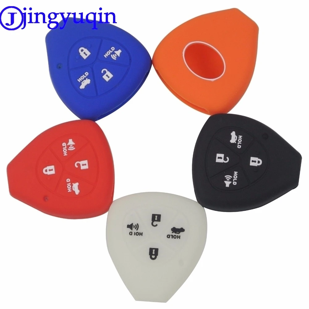 jingyuqin Remote 4 BTN Silikonowe etui na kluczyk do TOYOTA Corolla Hilux Vitz Rav4 Aqua Camry Highlander Land Cruiser Pardo Prius