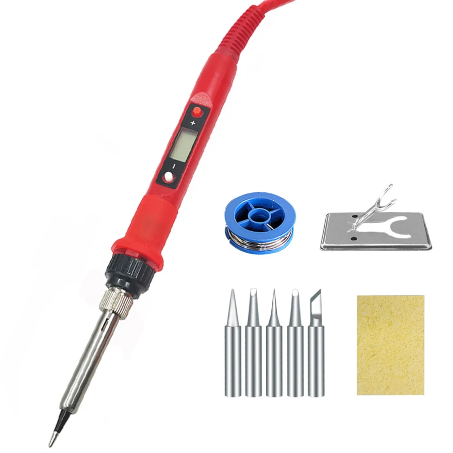 80W Digitale Elektrische Lötkolben Set Kit 220V 110V Temperatur Einstellbar LCD Display Solder Schweißen Eisen Werkzeug tipps – Detail 21