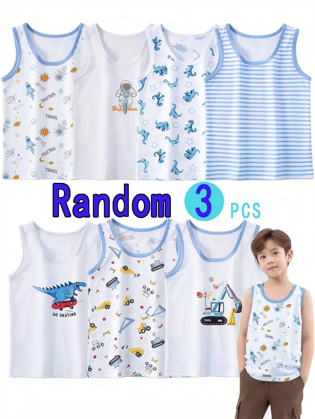Underwaist 3PCS Summer For Children's Vest Class Boy's And Girl's 100% Pure Cotton Summer Thin Sleeveless Suspender Bottom Top