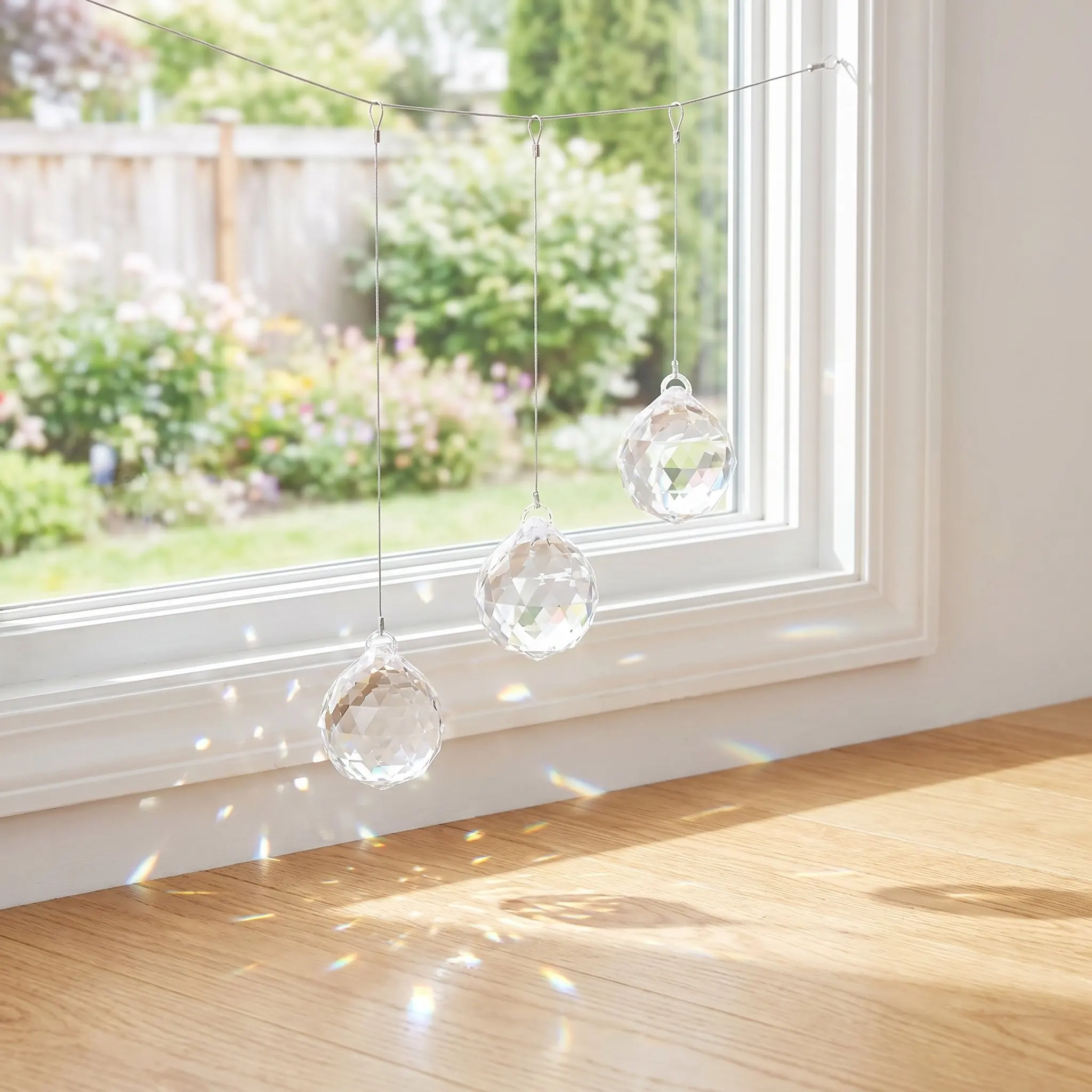 24Pcs Window Crystal Hanging Prisms Sun Catchers 20Mm Clear Glass Beads Rainbow Light Catcher Decorative Crystals
