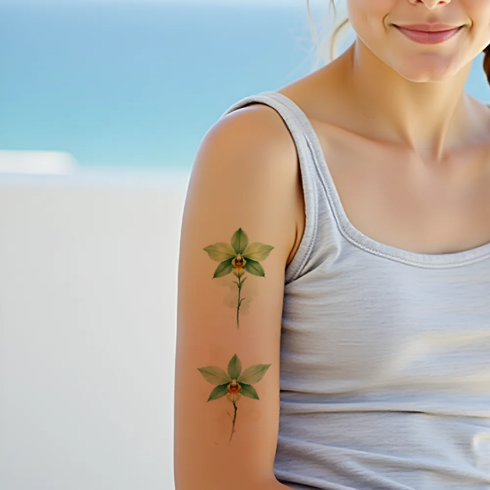 9 stücke Temporäre Tattoo Orchidee Designs Temporäre Tattoo Aufkleber Floral Tattoos Wasserdicht Langlebige Körper Aufkleber Für Damen