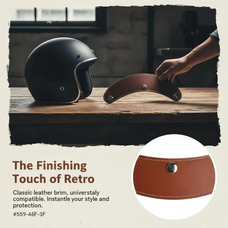 Retro 3 Pin Helmet Visor Brim Leather Removable For Scooter Bike Motorcycle Helmet Brim Flip Up Windshield Rain Sun Protection view 6