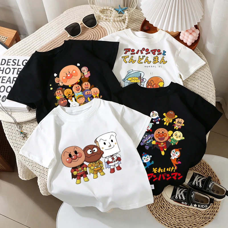 

Anpanmann T Shirt for Kids 2026 Summer Short Sleeve Cartoon Print Casual Tee Boys Kids Girls Tops Men's Shirts Woman T-shirts