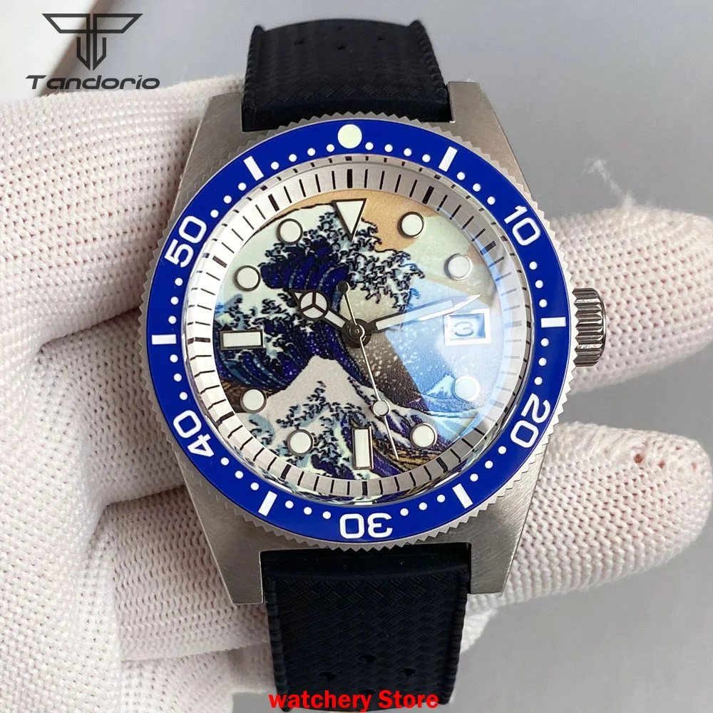 41mm 62MAS Automatic Watch Man NH35A Movement Kanagawa Surfing Dial 20ATM Sapphire Glass White Chapter Ring Rubber Strap