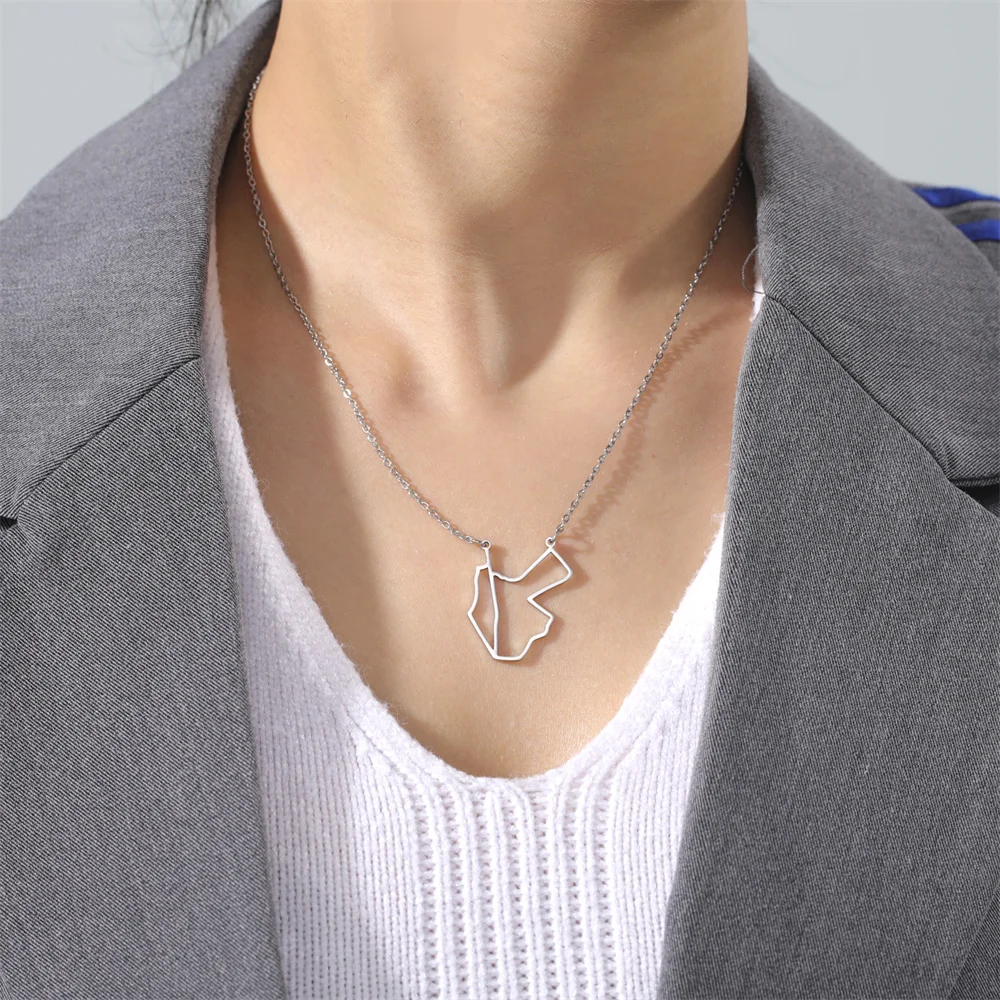 Cazador Hollow Jordan Palestine Map Necklaces Jewelry 2025 Stainless Steel Pendant Necklace for Women Anniversary Birthday Gift - view 3