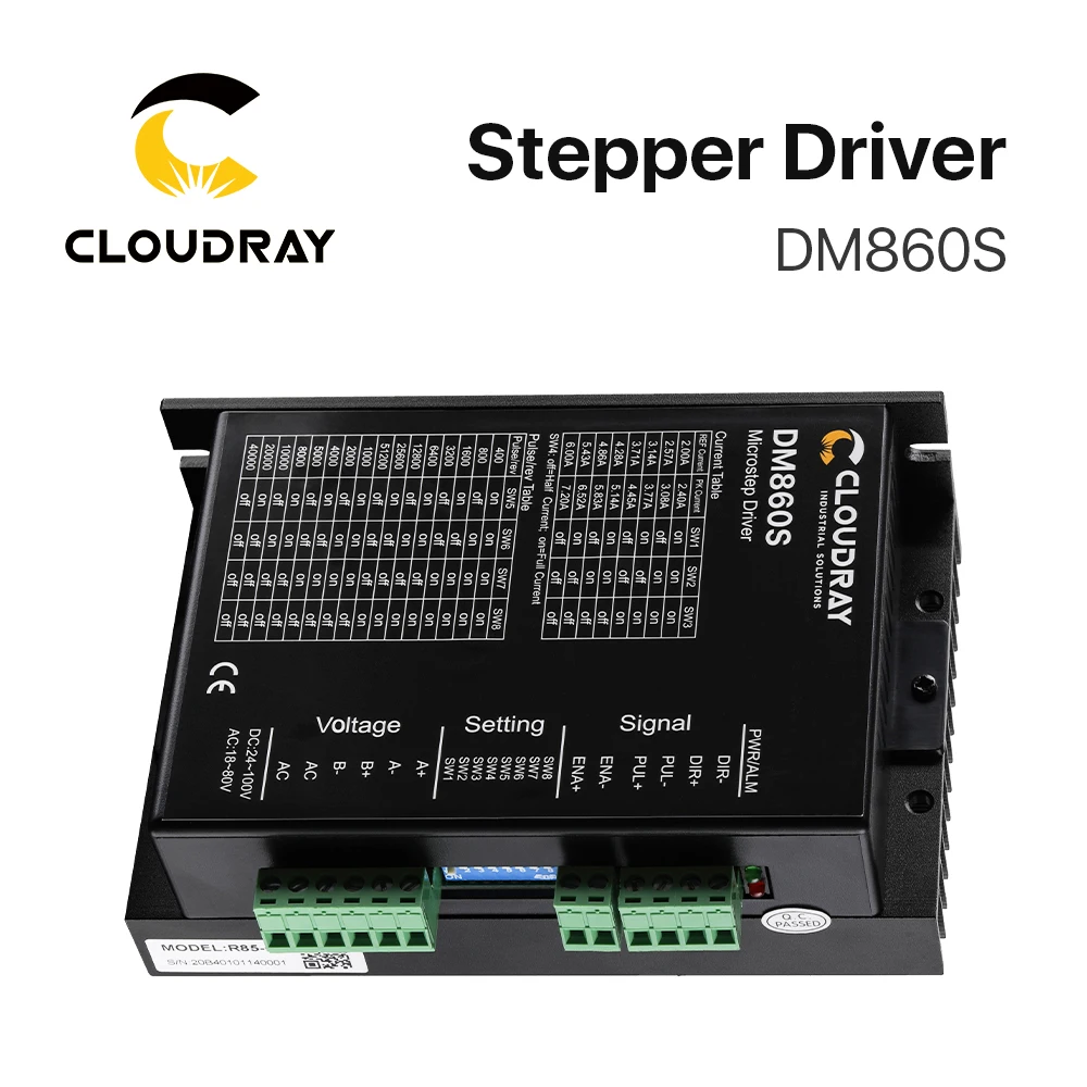 Cloudray  2-Phase Stepper Driver DM860S Supply Voltage 18-80VAC & 24-100VDC Output 2.4-7.2A Current