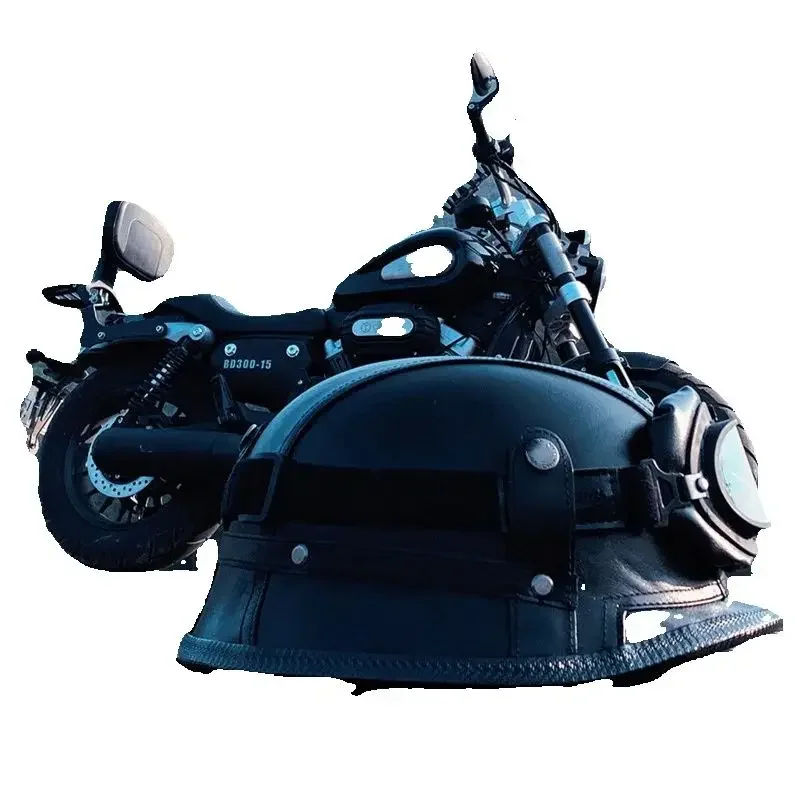 

Черный винтажный мотоциклетный шлем с открытым лицом, одобренный DOT, ретро полушлем для мотоциклистов, Casco Capacete, мотоциклистов