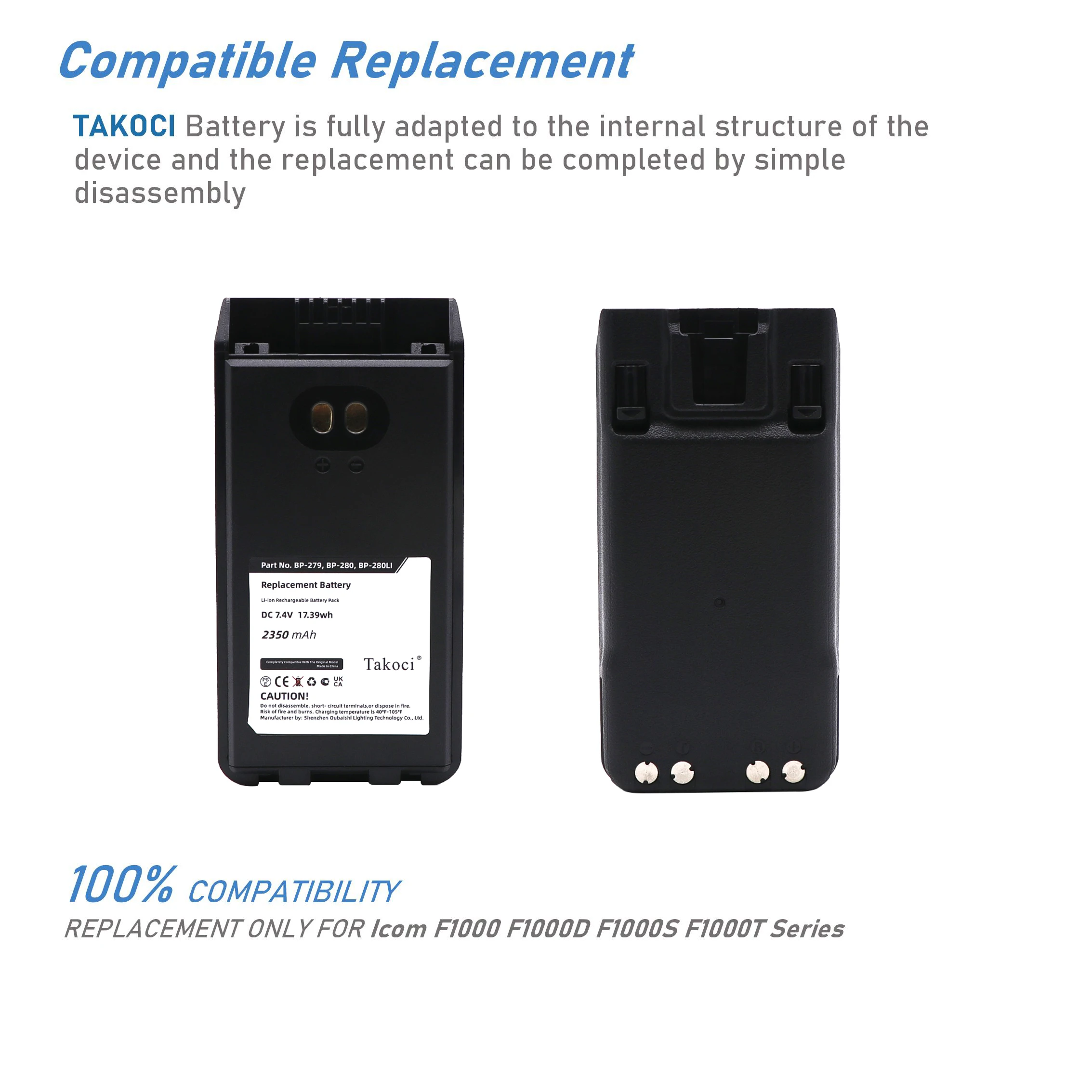 Replacement Battery for BearCom  BC1000, IC-F1000, IC-F1000S, IC-F1000T, IC-F2000, IC-F2000S, IC-F2000T BC1000 7.4V/mA