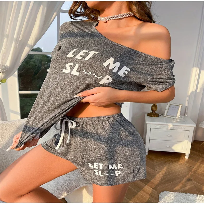 Summer Smiley Face Printed Pajamas Set Women's Short Sleeved Top And Shorts 2-piece Set Casual Home Wear Soft Cotton Nightwear view 4