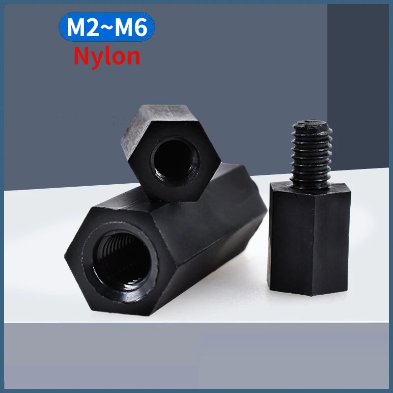 M2 M2.5 M3 M4 M5 M6 Black Nylon Male To Female Hex Standoffs Threaded Pillar Mount Pcb Board Pc Motherboard Plastic Spacer Screw