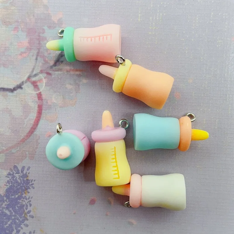 10pcs Baby Feeding Bottle Charms Resin Pendant Drop Charms for Earring Necklace Bracelet Keychain Diy Jewelry Making Supplies