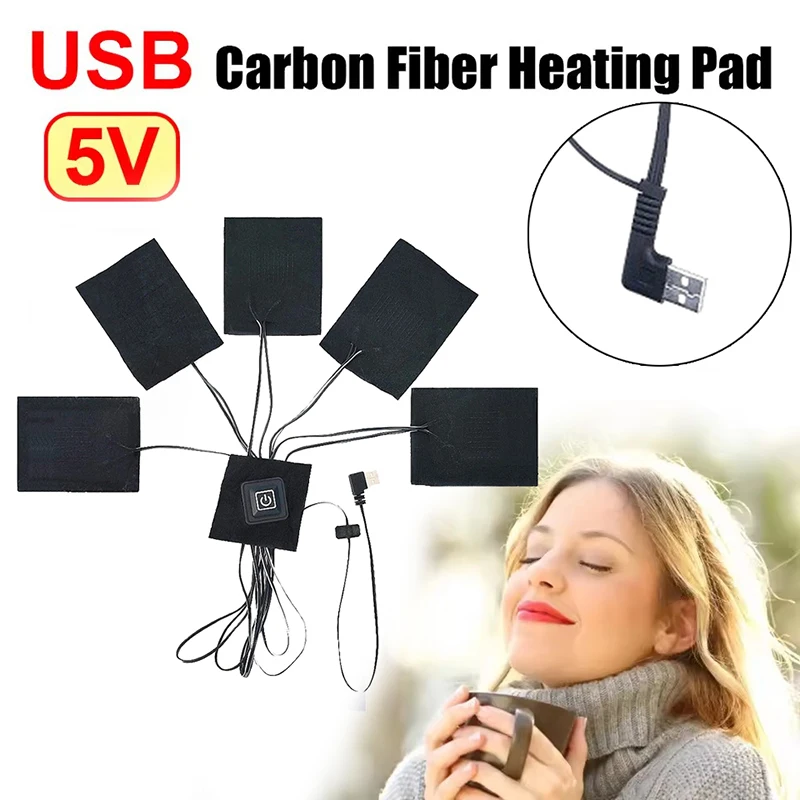 Winter 5V USB Warm Paste Pad Carbon Fiber Heating Pad Body Warmer Fast-Heating Heating Film Electric Infrared Fever Heat Mat