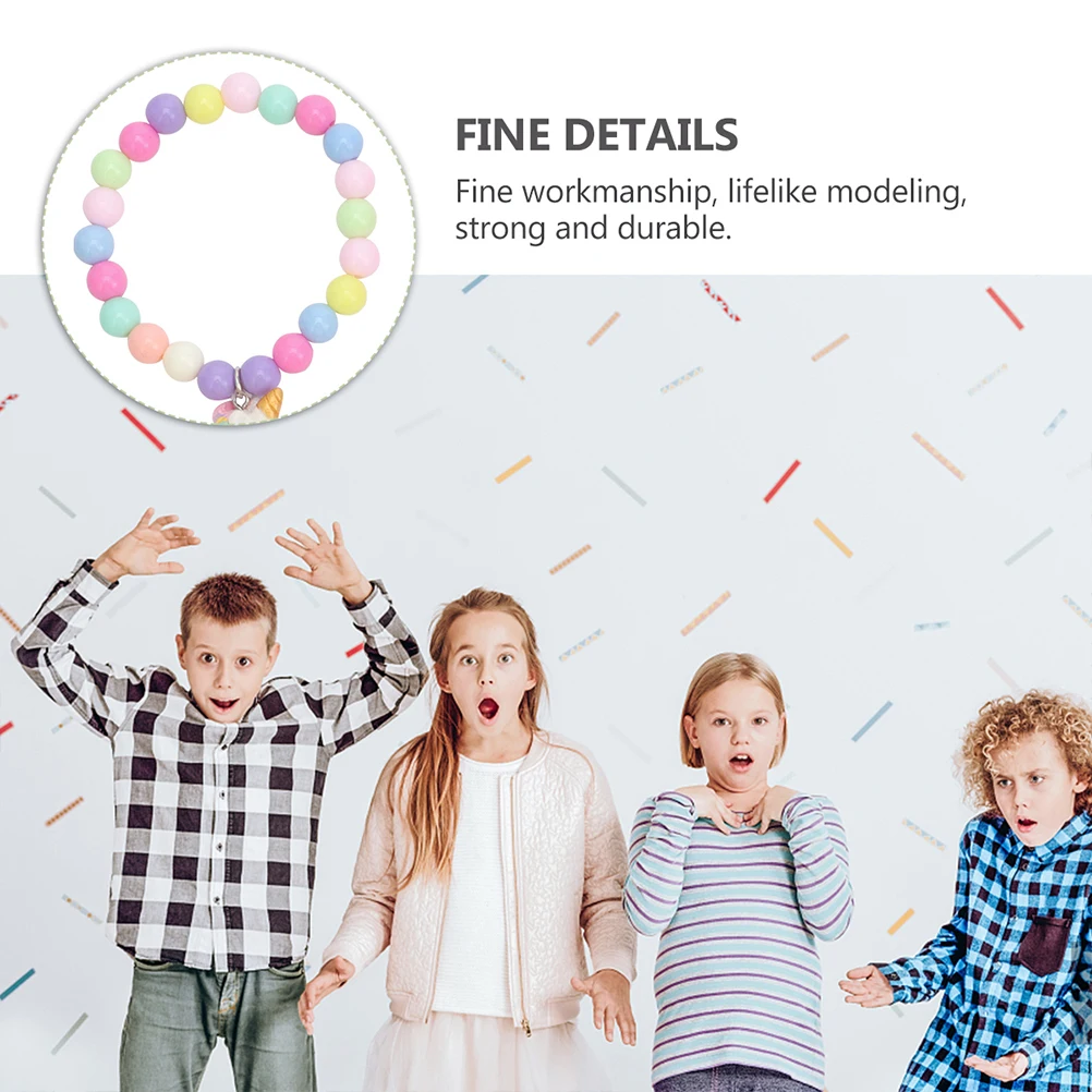 

8Pcs Candy Color Bracelets Colorful Beads Unicorn Pendant Kids Wrist Decor Acrylic Handmade Children Party Accessories