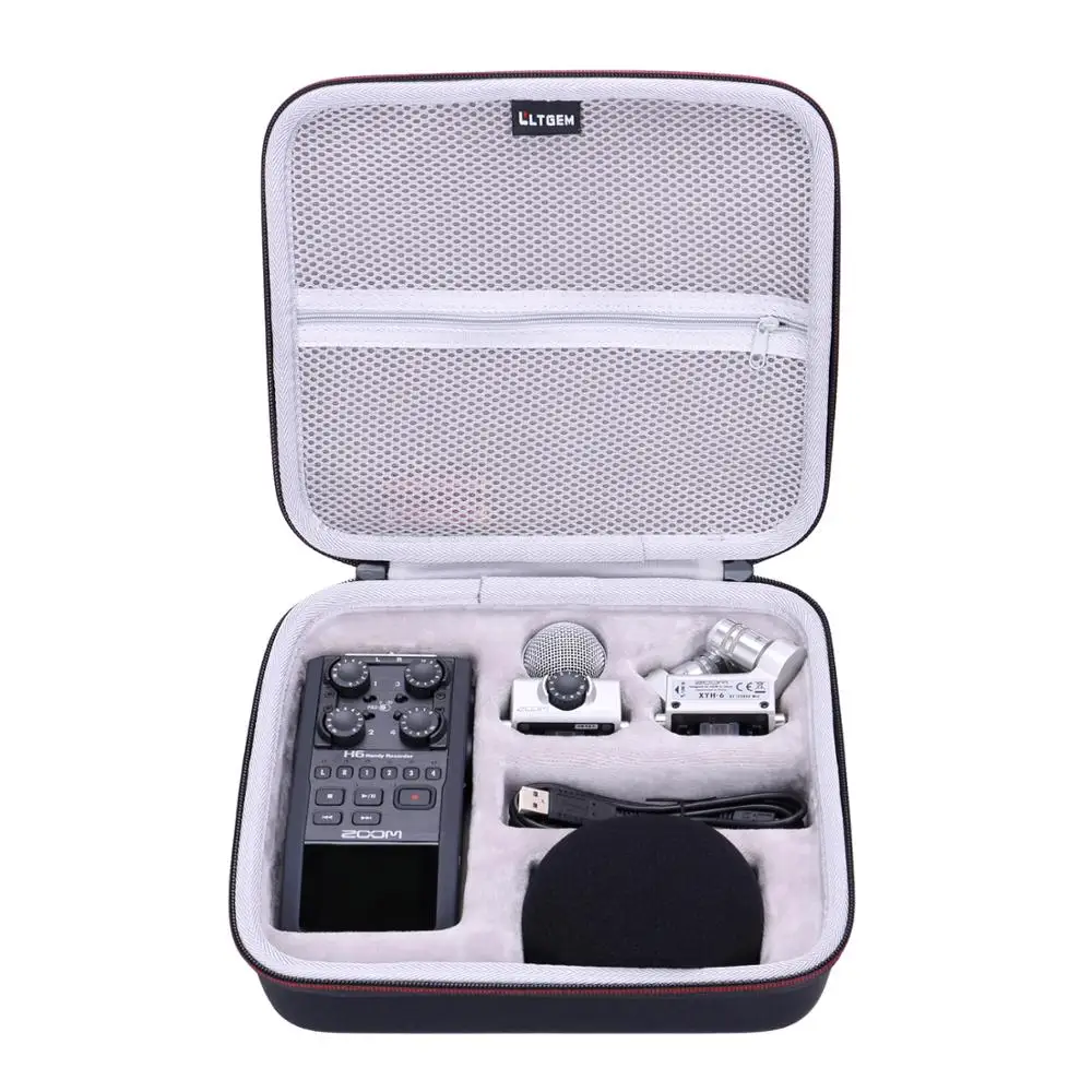 LTGEM EVA Black Hard Case for Zoom H6 Six-Track Portable Recorder