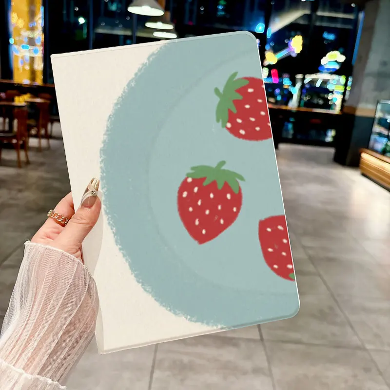

ins Cute strawberries pattern case for iPad pro 10/11-Inch 2020/6th/7th /8th /Air 3rd/Air 4th/9th gen/Air 5th Gen 2022/Air 11