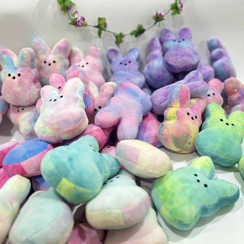 Colorful Rainbow Cartoon Bunny Peeps Stuffed Animal Plush Dolls Soft Plushie Rainbow Rabbit Toys Easter Valentine Kids Gift