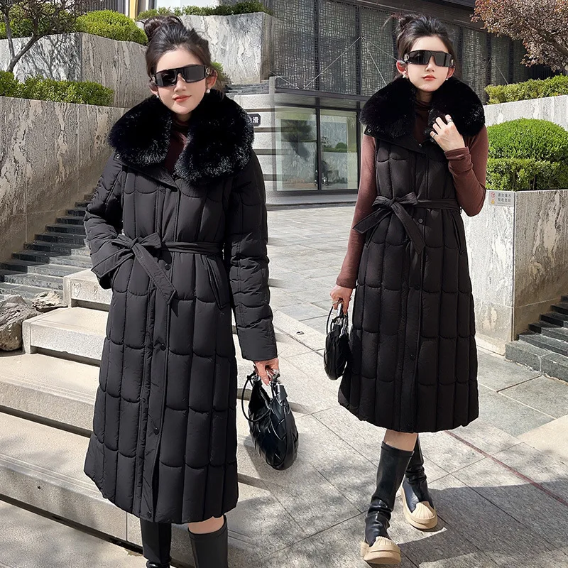 

Клетчатый зимний женский хлопковый жилет на шнуровке со съемным капюшоном из искусственного меха, женское стеганое пальто без рукавов, женская куртка выше колена