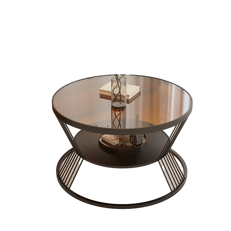 

Современный простой европейский круглый кофейный столик, роскошная мебель для гостиной, креативная мини-мебель для дома со стеклянными элементами.