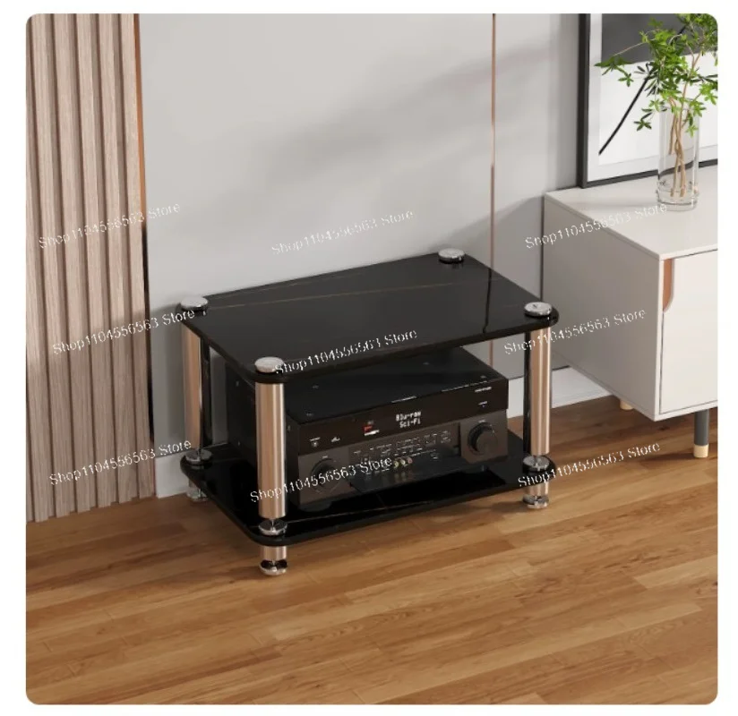 Tempered Glass Amplifier Rack Shock‑Absorbing Audio Video Equipment Cabinet with Foot Nails for KTV Home Theater