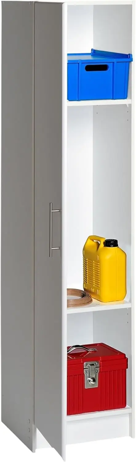 65-Inch Tall White Narrow Storage Cabinet with Doors and Shelves, Easy Assembly