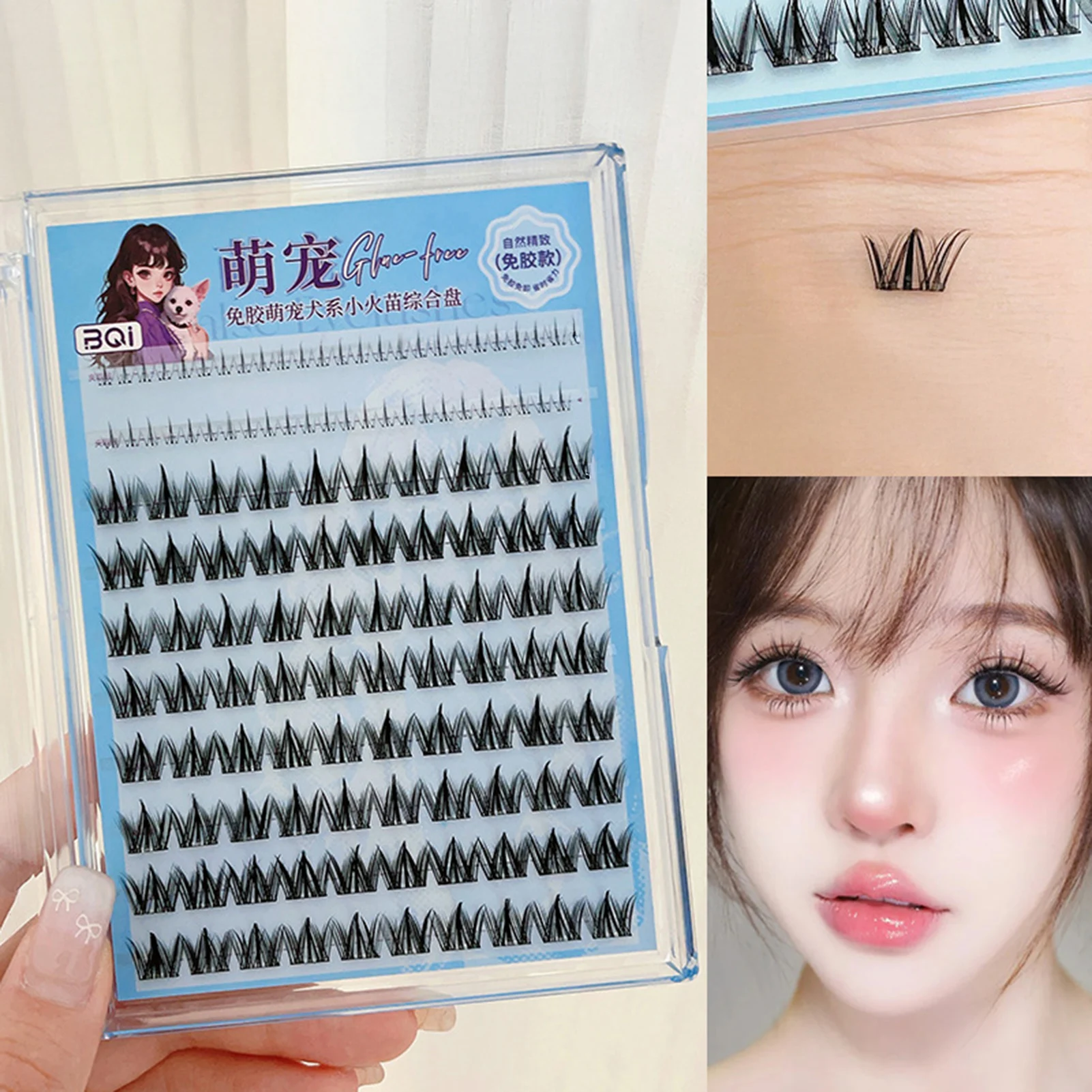 10rows Large Capacity Glue-free Daily Upper And Lower Eyelashes For Woman Fluffy Curly Segmented Single Cluster False Eyelashes
