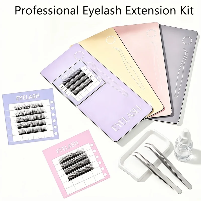 3pcsProfessional Magnetic Eyelash Extension Kit Palette Display Board Storage Box Tiles False Lash Grafting Salon Tech Tools Set