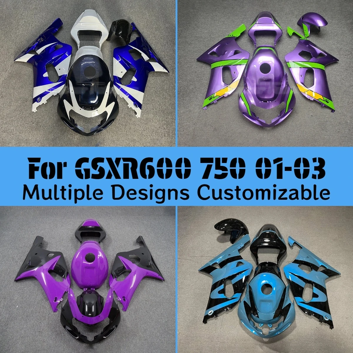 For GSXR 600 750 2001 2002 2003 Full Fairings GSXR600 GSXR750 01 02 03 Motorcycle Injection Fairing Cover Parts Kit