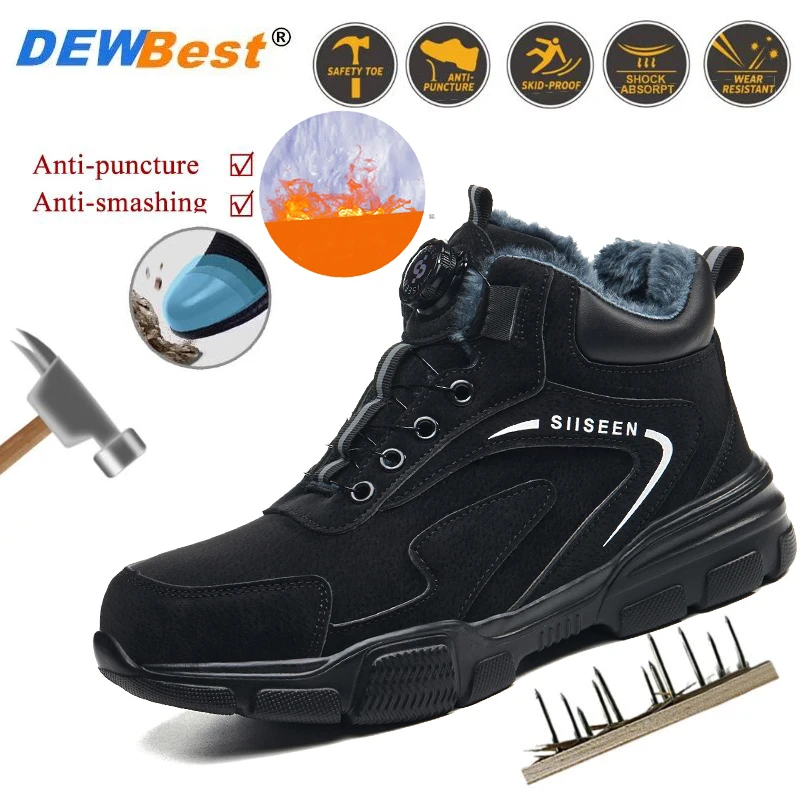 New Spring Collection: Men's Durable Work Shoes—Impact-Resistant and Puncture-Resistant, All-Season Workshop Shoes, Black