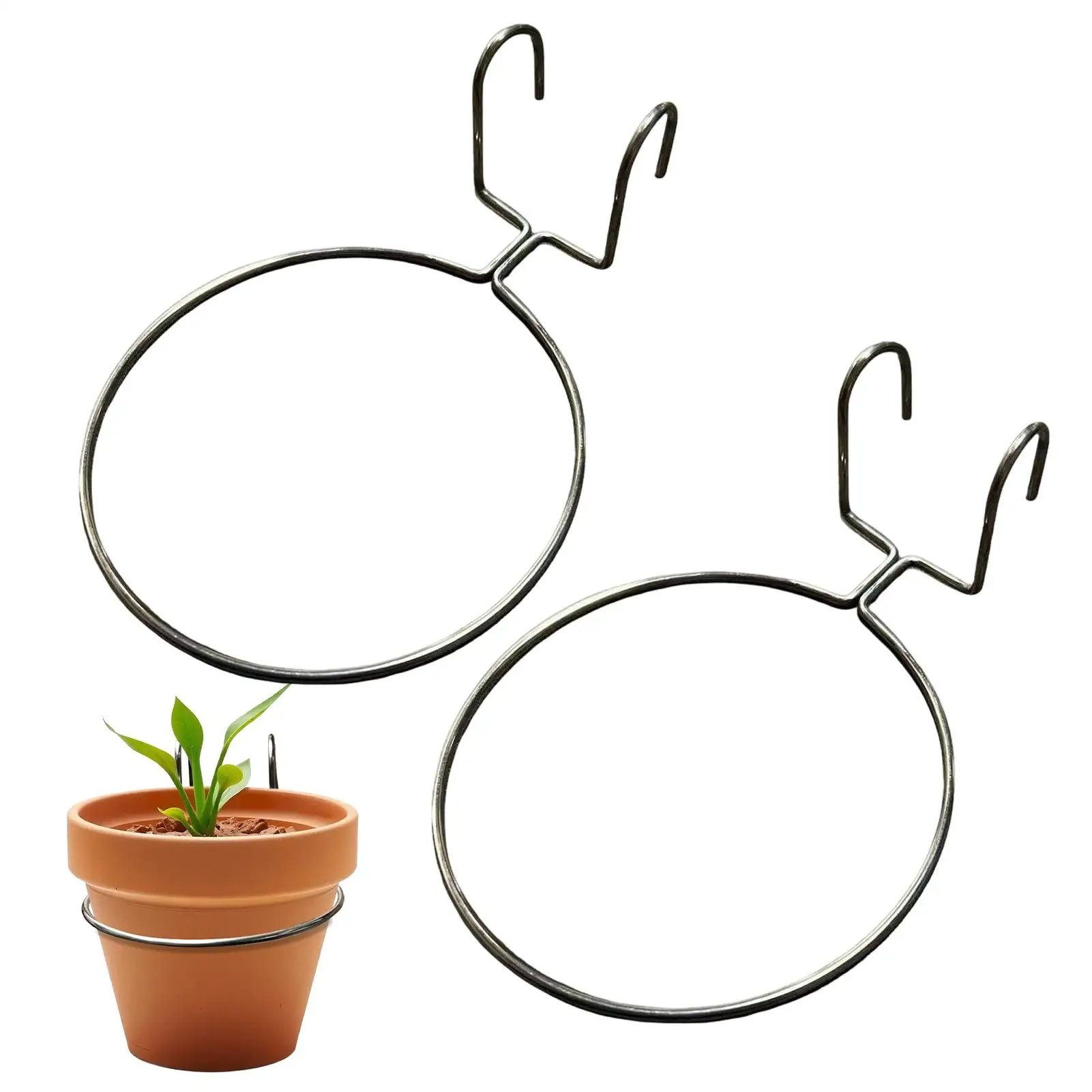 2 Pieces Flower Pot Ring Bracket Wall Mounted Plant Holder Metal Heavy Duty Planter Ring Holder Indoor Hanging Plant Rack
