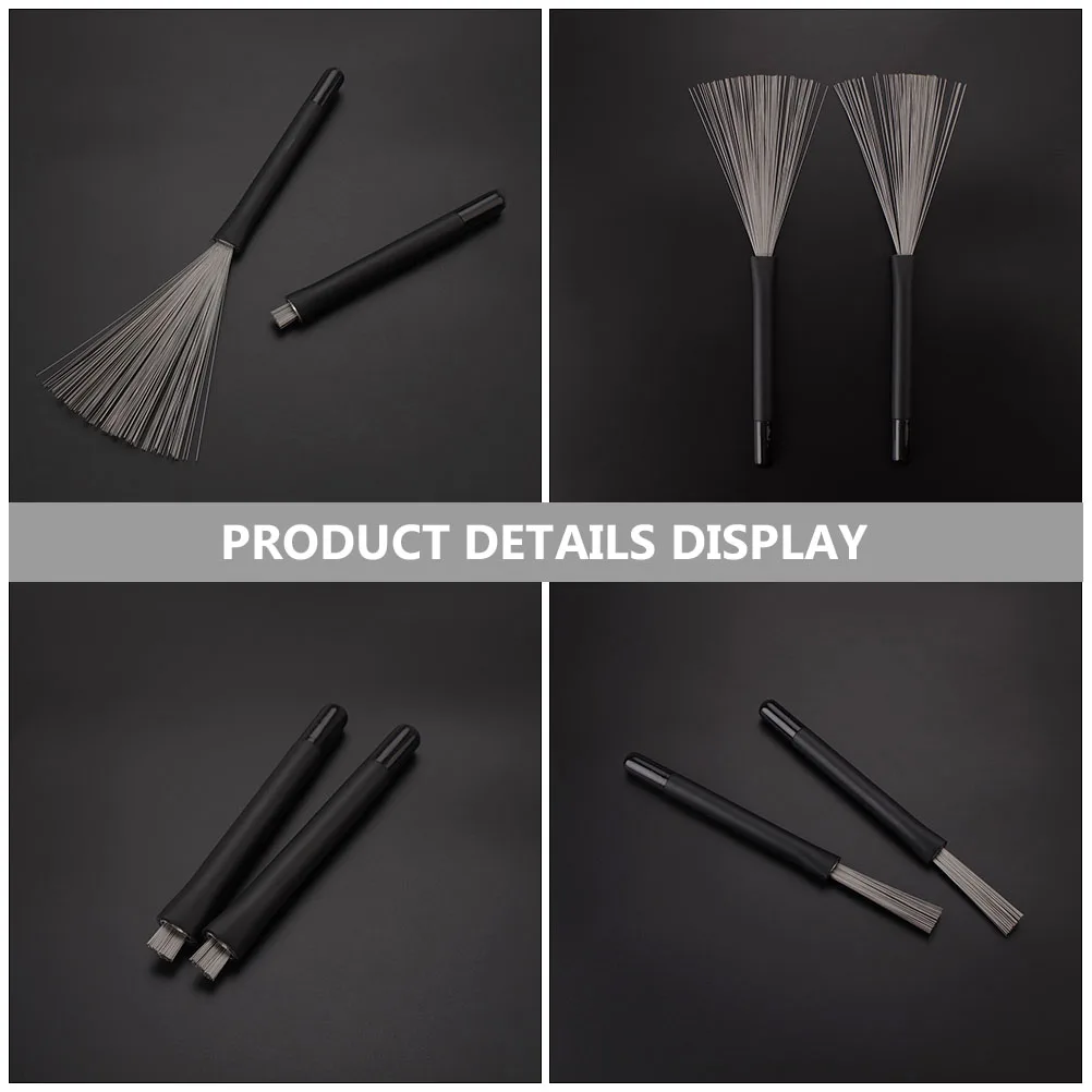 

Drum Wire Brush Stainless Steel Retractable Jazz Percussion Drum Stick Comfortable Rubber Cover Spring Back Effect