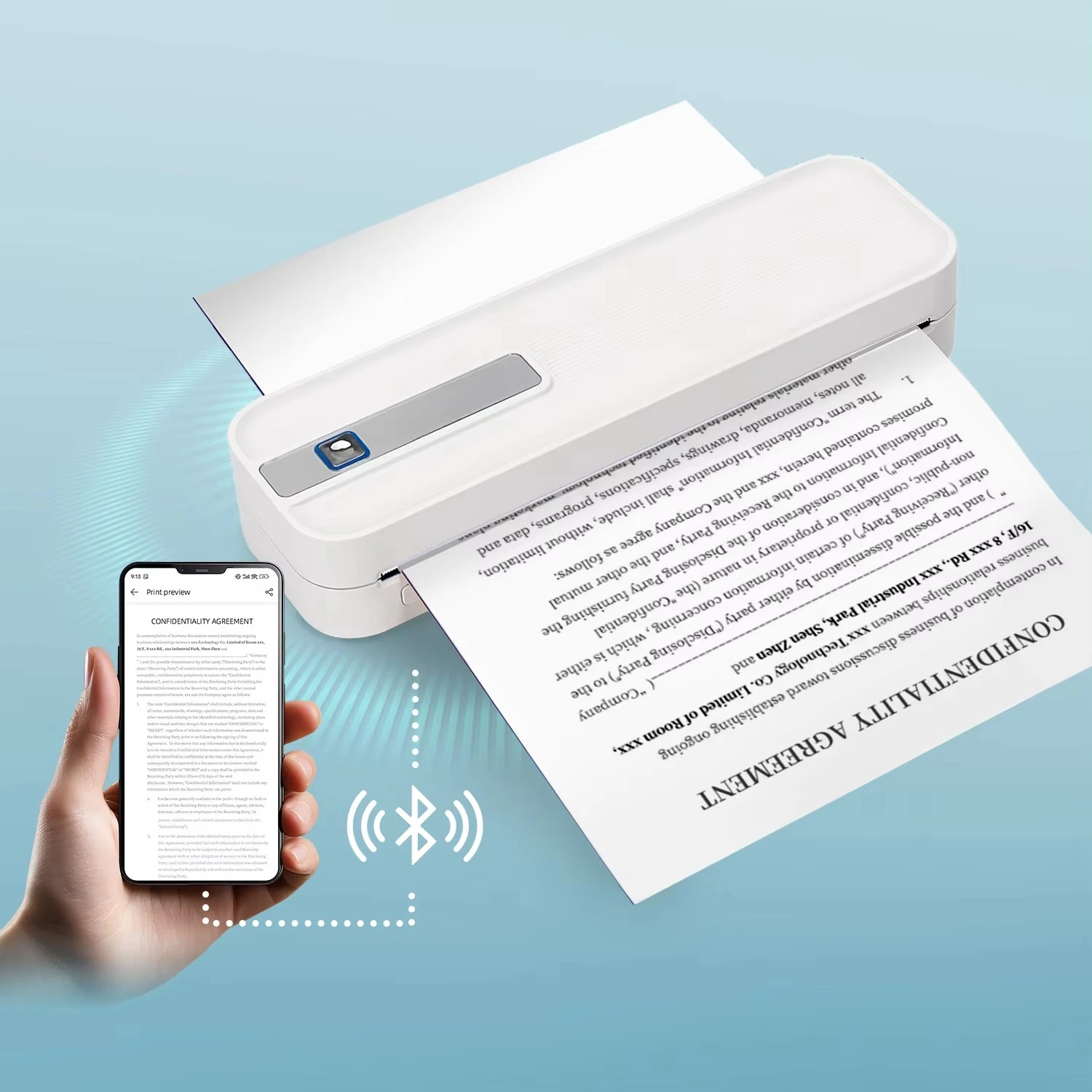 Thermal Printer Small Size Rechargeable Inkless Documents A4 Wireless Portable Printer