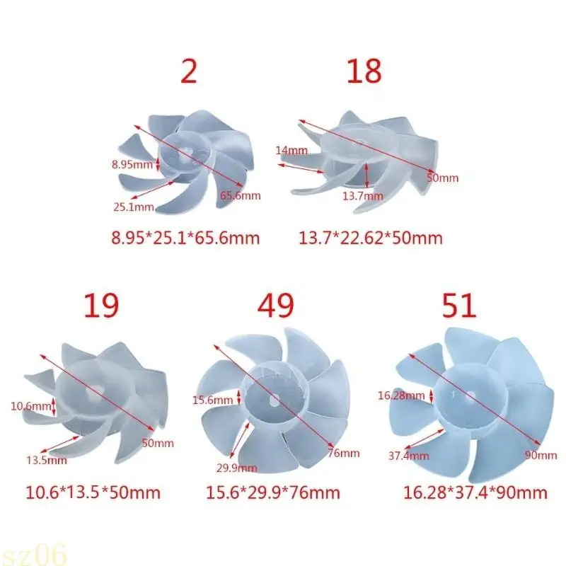 Q2Q4 Plastic Fan Blade Replacement 7 Leaves Household Electric Hairdryer Motor Fan