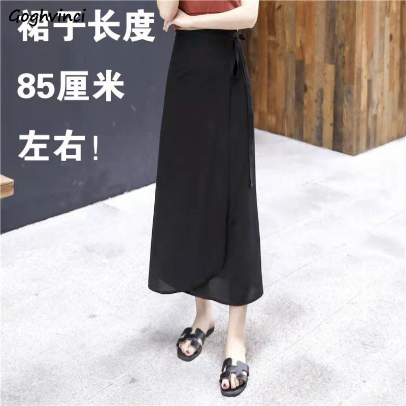 

Юбки женские летние на шнуровке тонкие универсальные пляжные однотонные сексуальные цельные миди с высокой талией корейская юбка женская модная простая новая