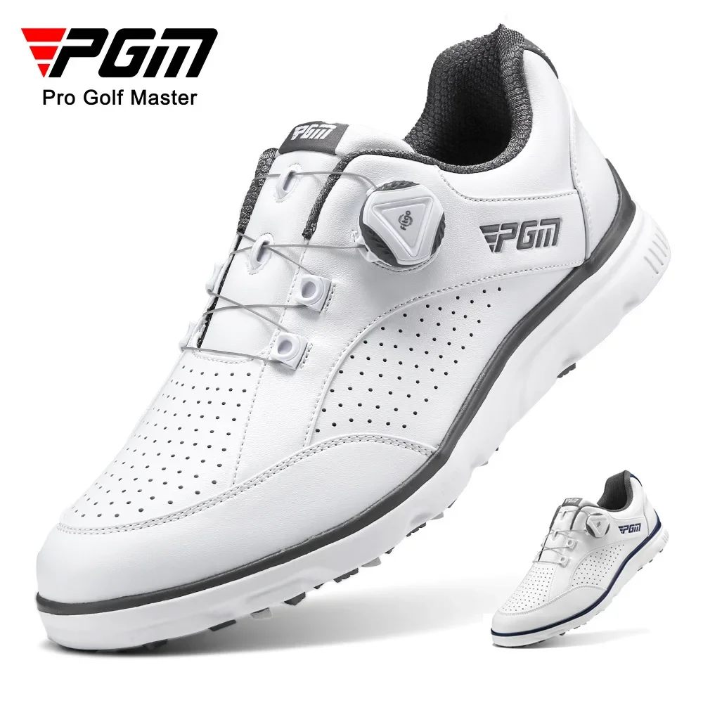 

PGM golf shoes for men with knob laces, soft soles, sports anti-slip spikes, breathable, non-stuffy, multi-color