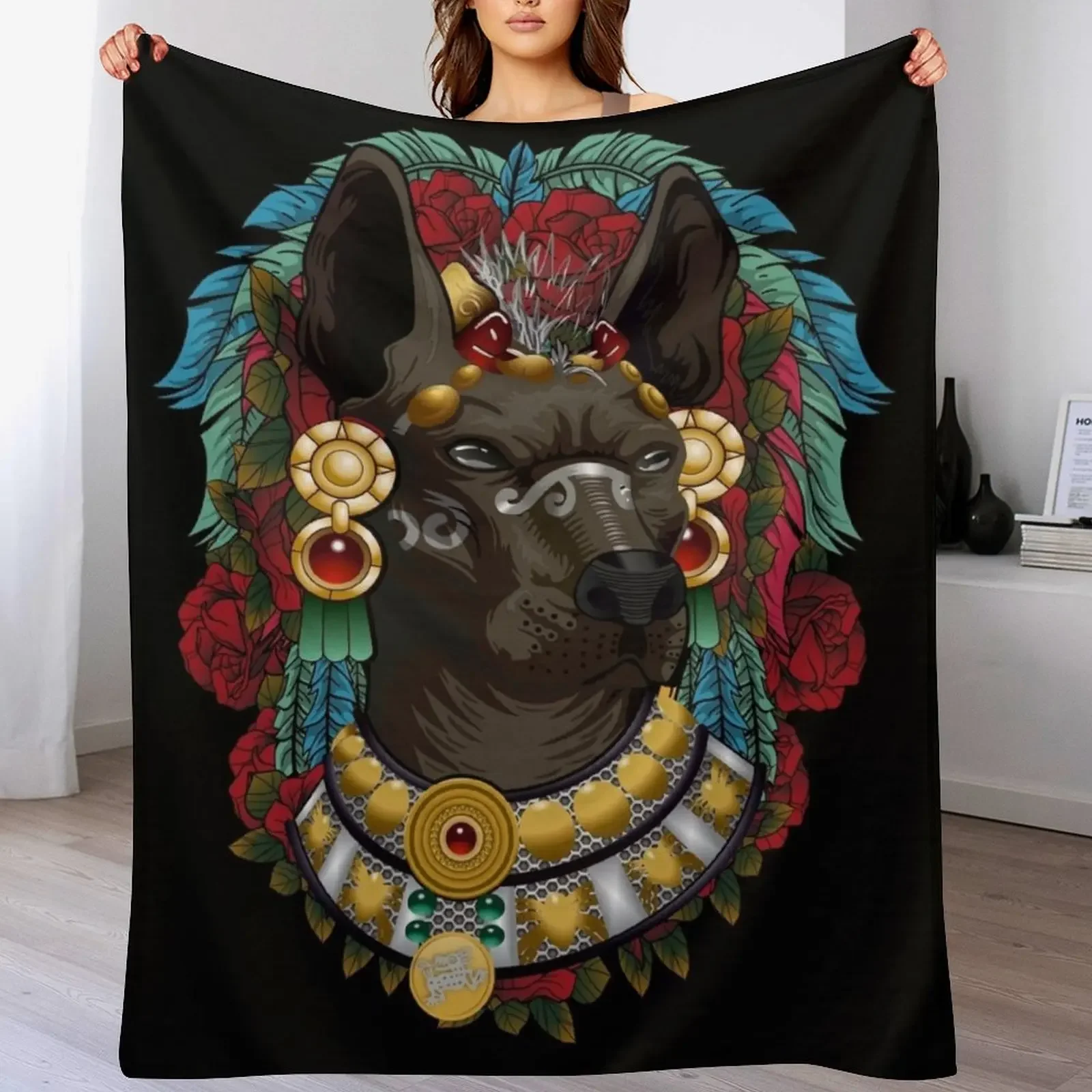 

Xoloitzcuintle Throw Blanket Hairys Luxury Designer Bed covers Decorative Sofa Blankets