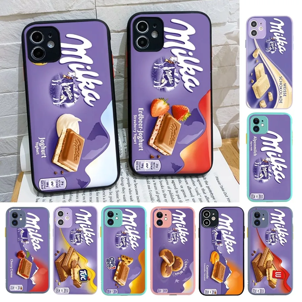 Chocolate Milka Box Phone Case For iPhone 14 X XR XS 7 8 Plus 11 12 13 pro MAX 13mini Matte Shockproof Case