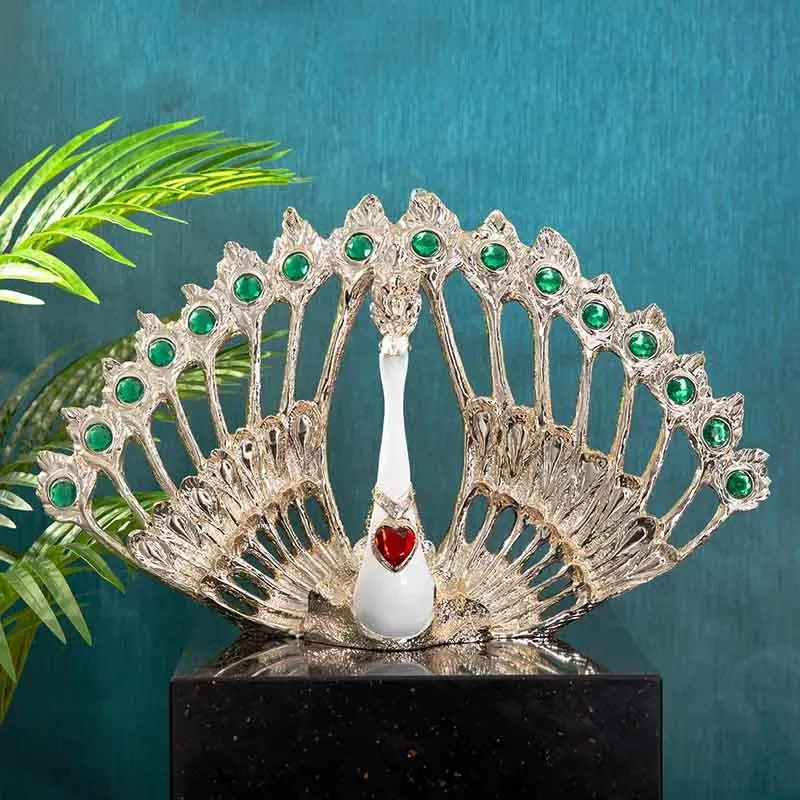 Peacock Opening Screen Sculpture, Nordic Room Decor, Animal Statue, Artwork, Home Living Room Showcase Craft Ornaments Gifts