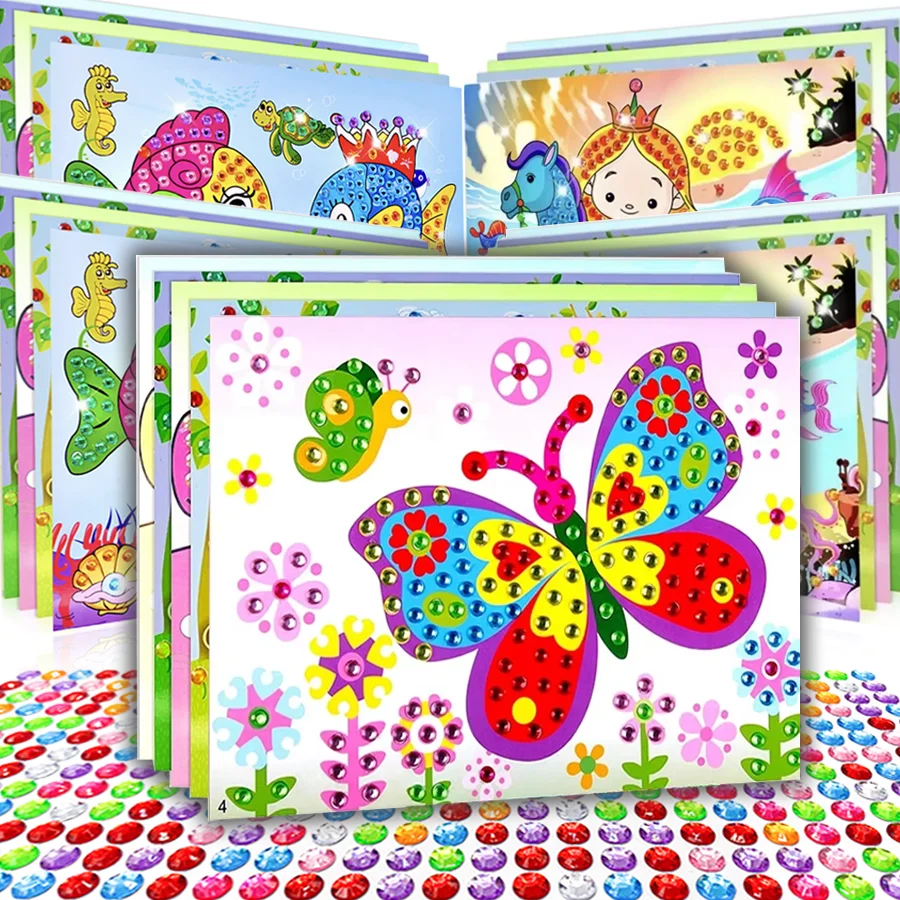 5/10pcs Cartoon Painting Diamond Crystal Sticker Handmade DIY Art Multistyle Creative Birthday Gift Entertainment Supplies XJM