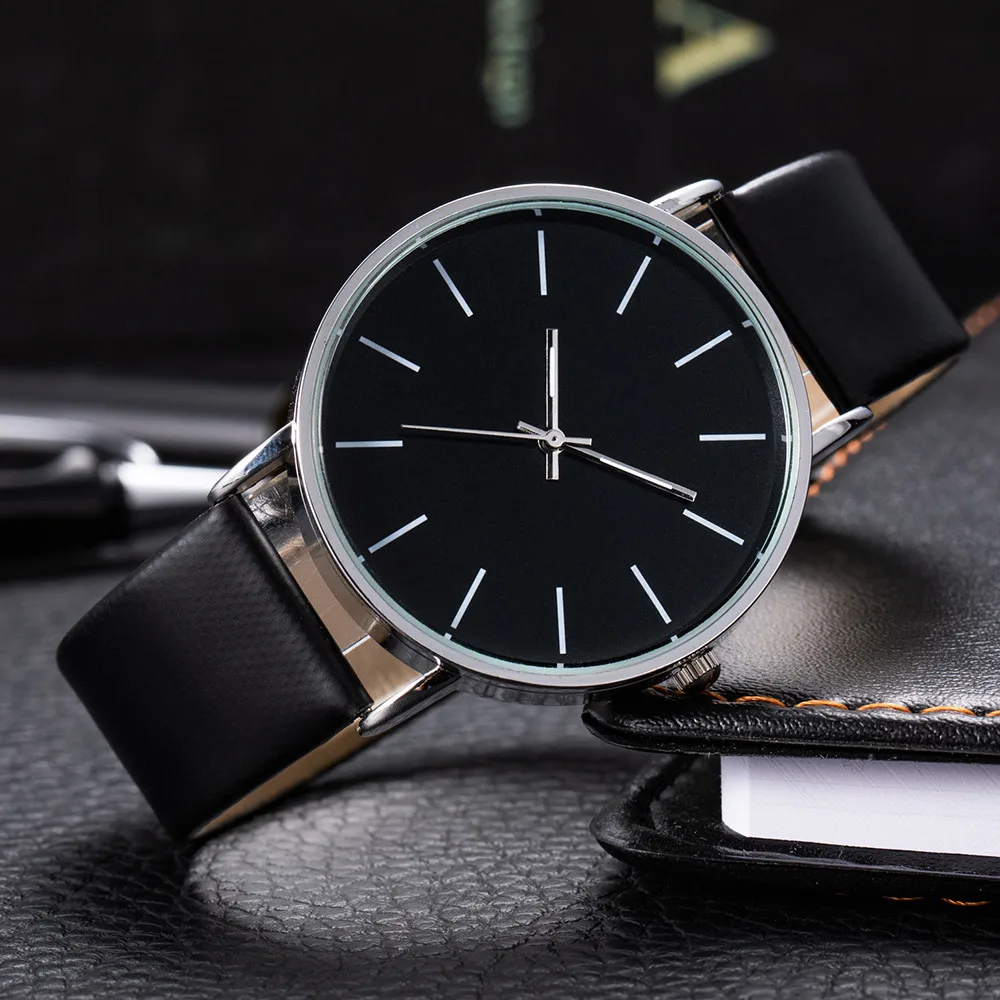 Minimalism Men\'s Watches Leather Bussiness Quartz Watch Simplicity Clock for Men Fashion Luxury Wrist Watches