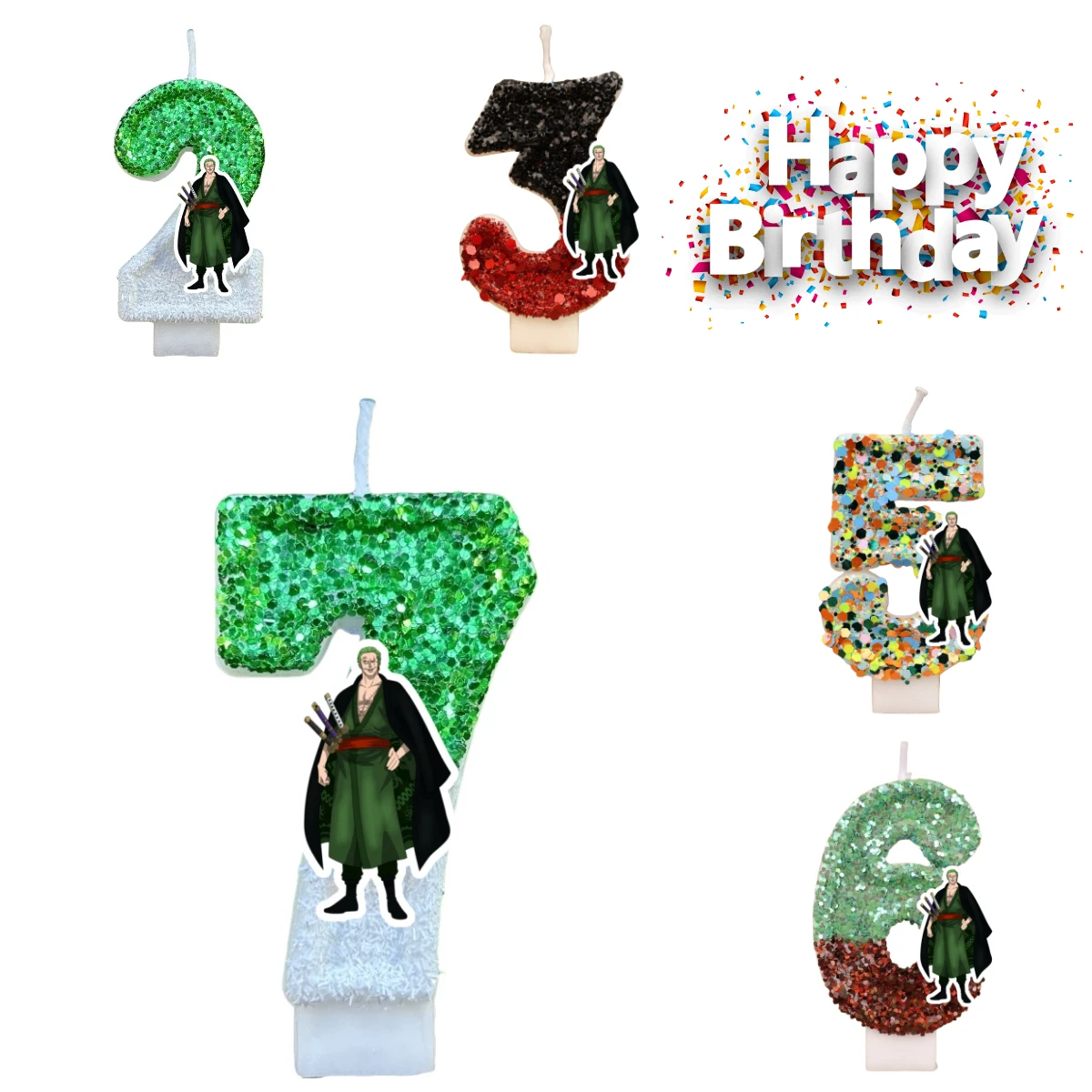 One Piece Themen-Kerzen Cartoon 0-9 Zahlen-Kuchen Anime-Figur Monkey D. Luffy Party Geburtstag Jubiläum Kuchendekoration Kindergeschenk