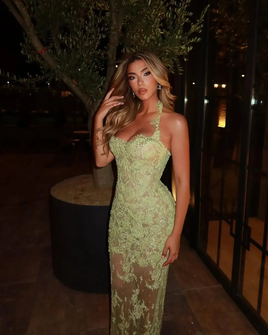 New Sexy Elegant Halter Embroidery Sweetheart Bodycon Floor Length Dress Lace Illusion Sequin Evening Prom Formal Party Dress