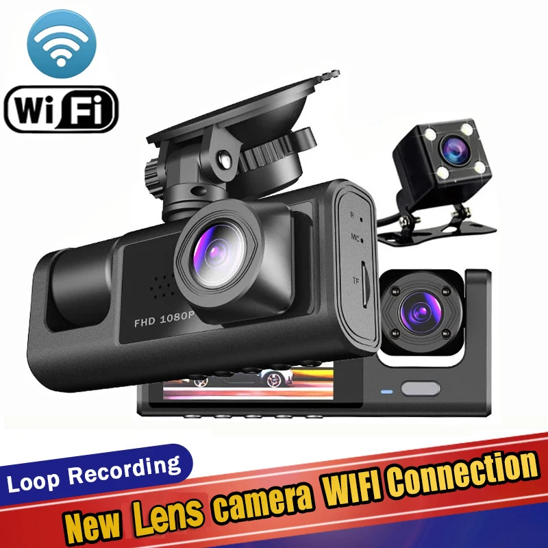 

Car DVR WIFI 3-Lens Video Recorder IPS FHD 1080P Auto Camera 24H Parking Monitor Dashcam Camcorder Registrator Night Vision